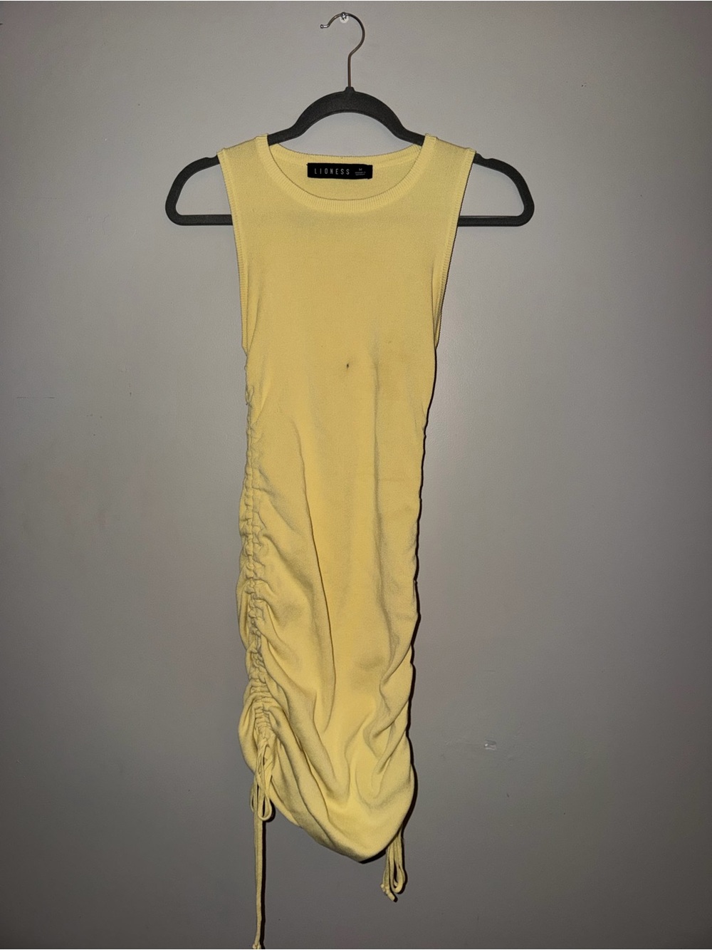 Lioness Pale Yellow Knit Crewneck Mini Dress